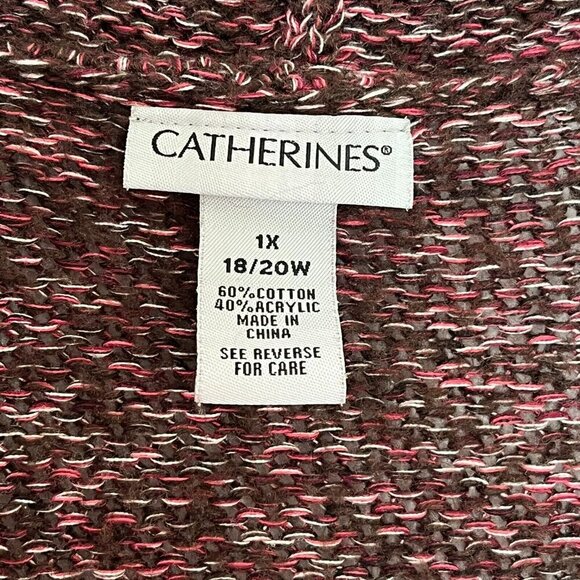 Catherines Kimono 1X Cotton Blend Knit Long Sleeve Brown Festival Fairy Boho - Picture 3 of 4